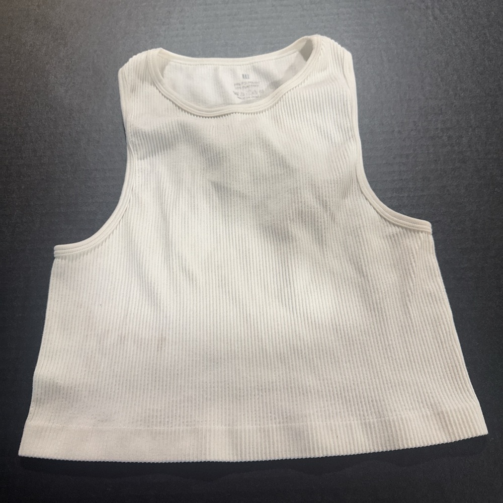 White Ribbed Halter Tank Top